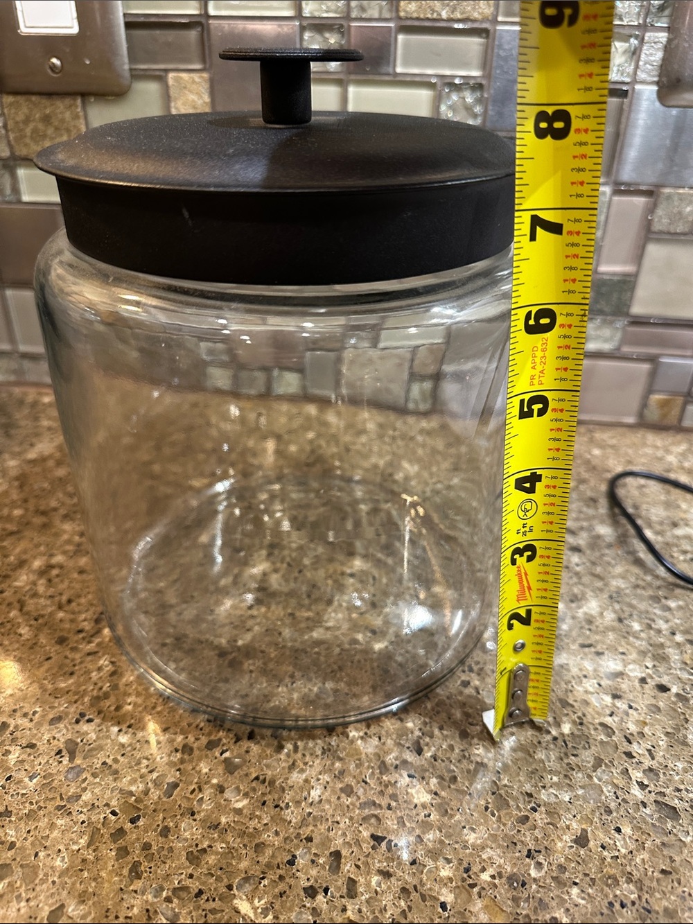 Glass Kitchen Storage Jar with Black Lid
